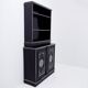 Cabinet en bois antique peint en noir et avec des décorations peintes en blanc incisé, Ettore Zaccari, Italie c 1910