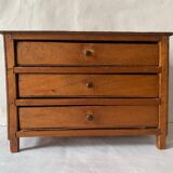 Small old wooden haberdashery chest of drawers, 3 drawers