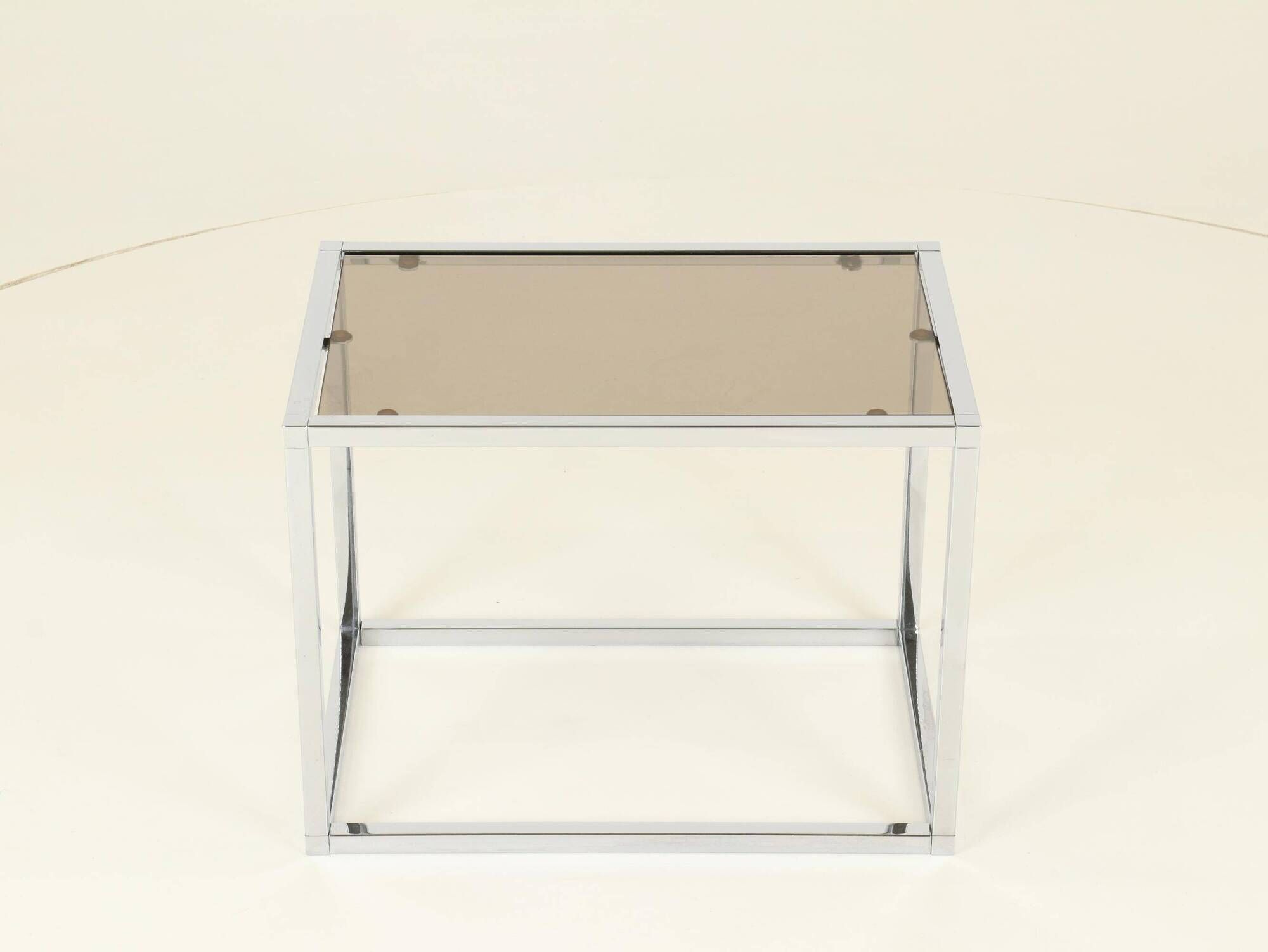 Coffee or Side Table in Chroom & Smoked Glass by Belgo Chrom, Belgium,1970s