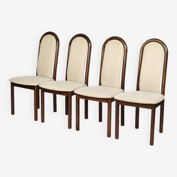 4 chaises en bois et tissu, années 80