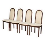 4 wooden and fabric chairs, 80s
