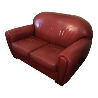 Red leather sofa