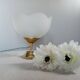 Art deco desk lamp white frosted corolla glass, gold base