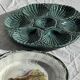 Plat à compartiment coquillages turquoise D28