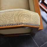 Paire de fauteuils et poufs art-déco