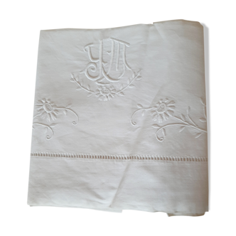 YM linen monogram embroidered sheet