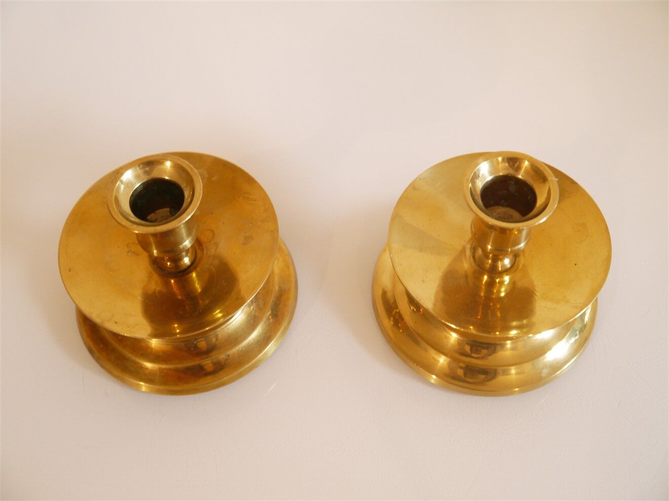 Pair of vintage Scandinavian brass candlesticks 1960