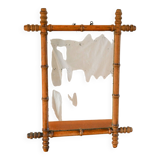 Bamboo effect wooden barber mirror 62 x 47 cm