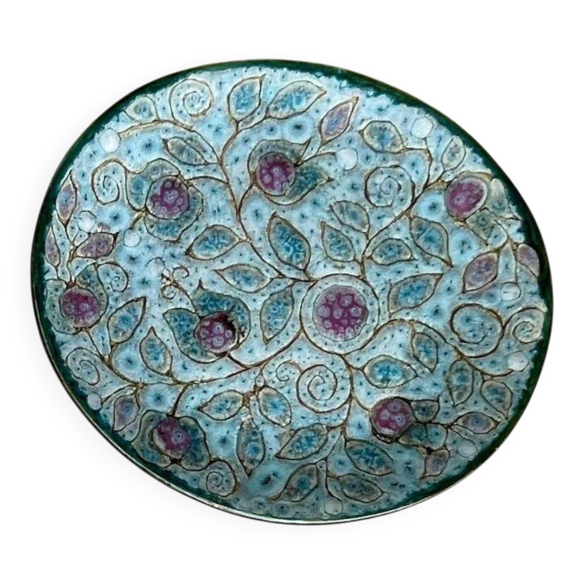 Oval dessert plate in glazed ceramic, Danuta Le Hénaff