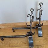 Large wrought iron andirons from the 18th century