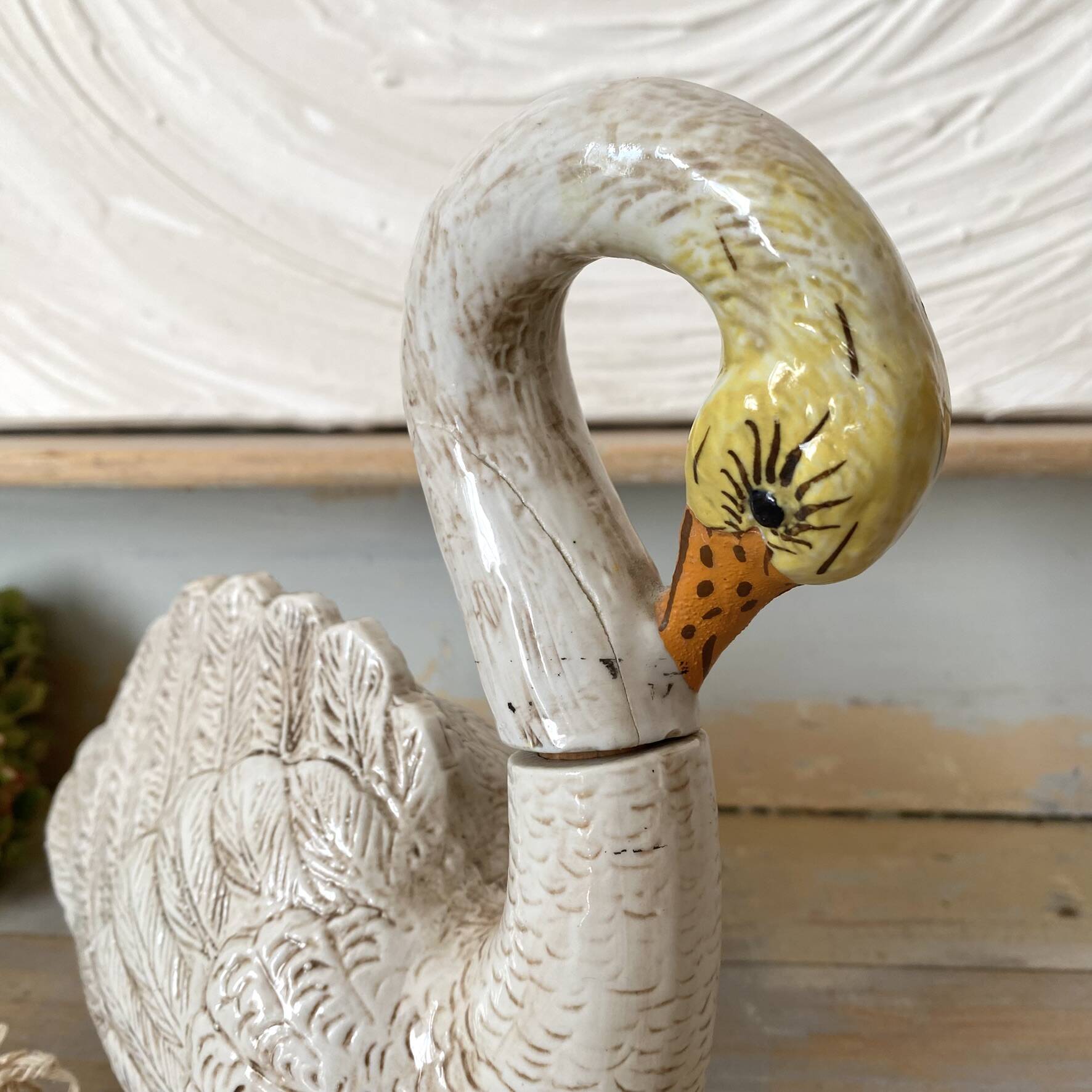 Italian ceramic swan, zoomorphic bottle