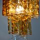 Bicolor chandeliers waterfall by zero quattro, orange and transparent murano glass, italy, 1970