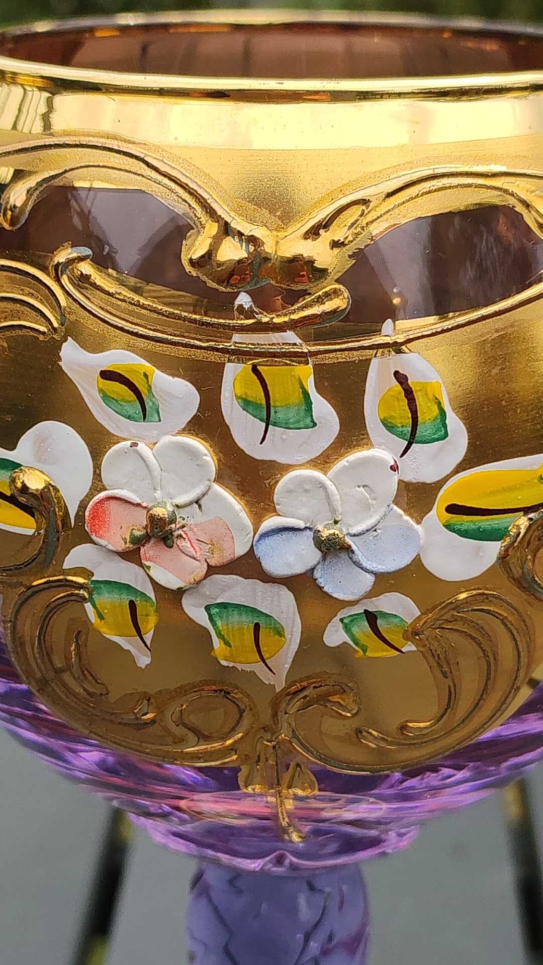 Set of 2 Trefuochi Foot Deco glasses shaped ball from Murano/Italy