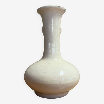 Korea 19th century: enameled white porcelain bottle vase from the Korean dynasty