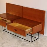 Floating bedside tables in teak veneer - Belgium - 1960's