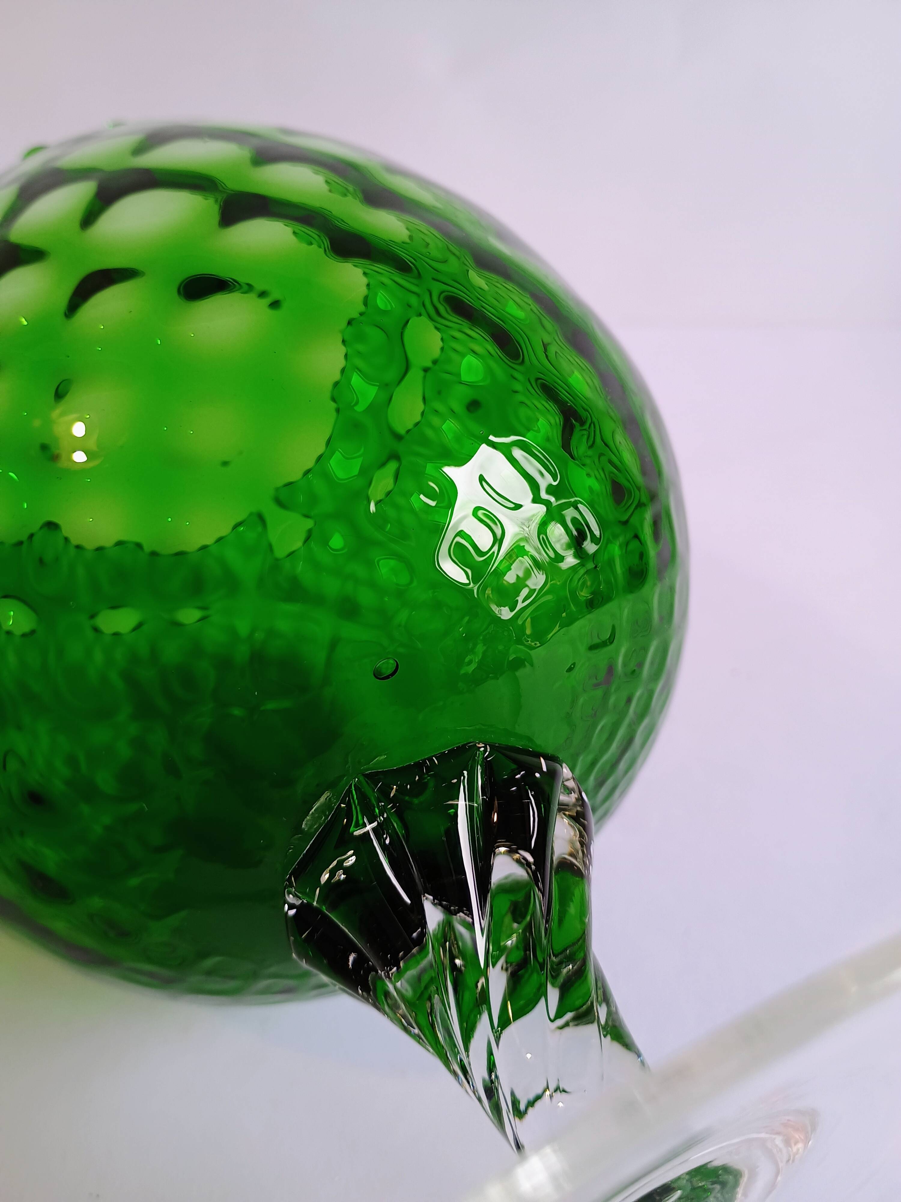 Vintage Green Glass Footed Vase
