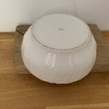 Vintage Hungarian cream ceramic bowl with wavy edge, moulded decoration from the 1950s.