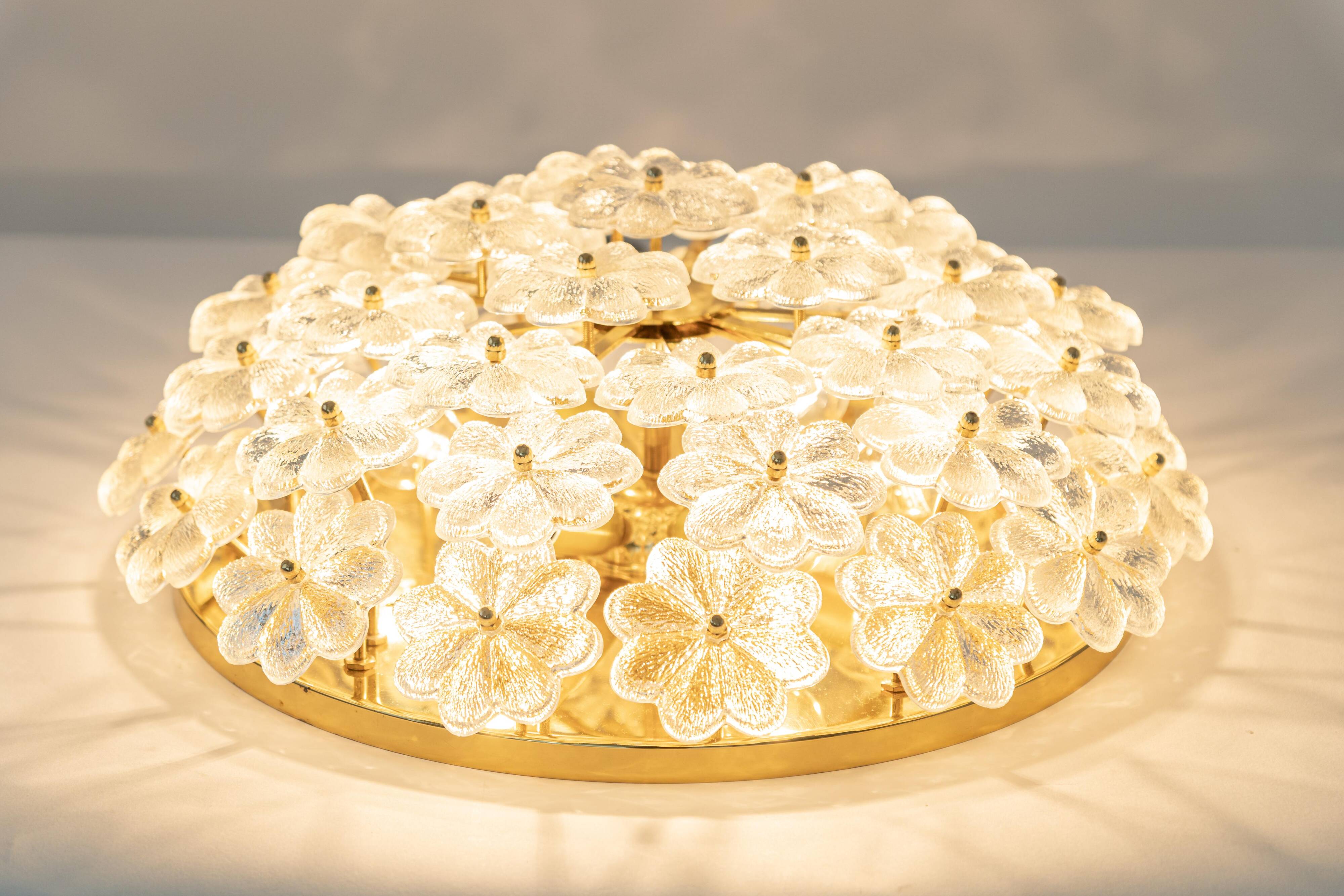 plafonnier fleur en verre Murano par Ernst Palme, Allemagne, années 1970