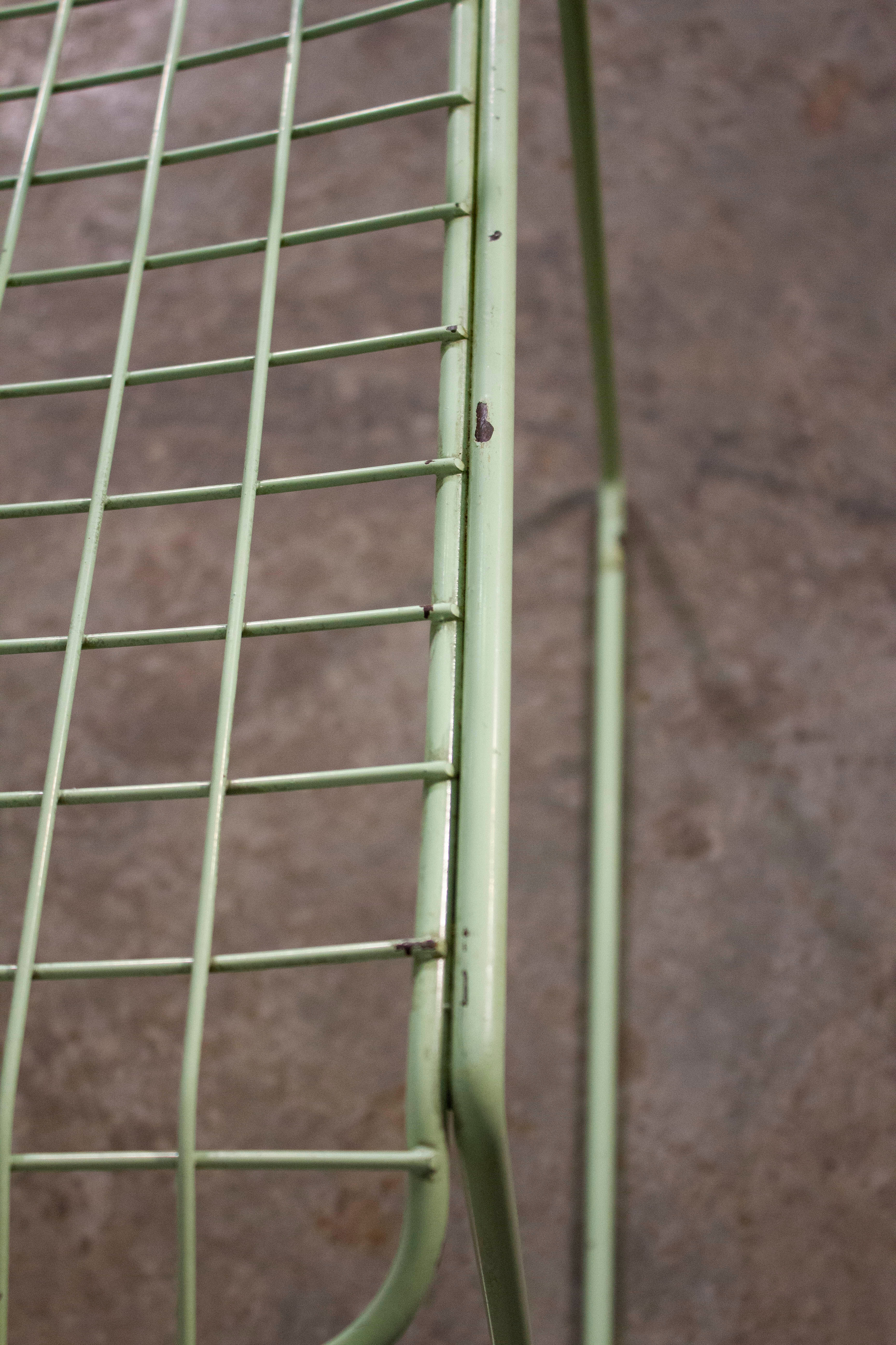 6 metal chairs, painted in teal