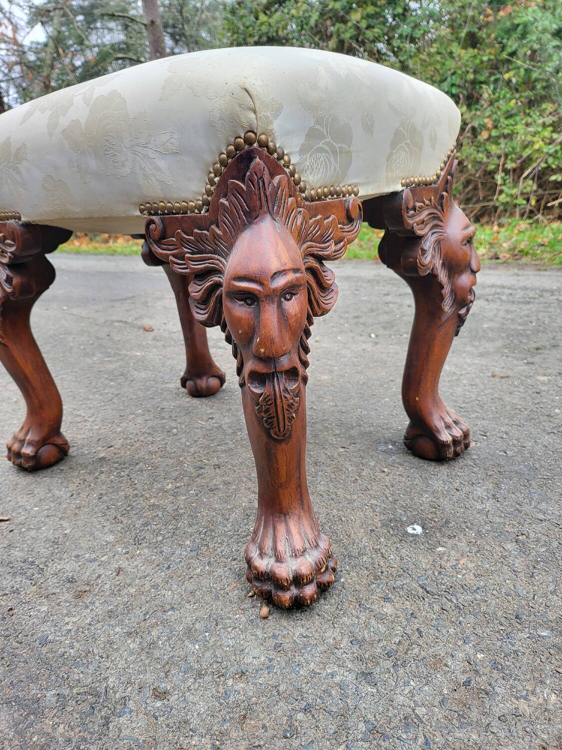 Antique carved wooden footrest – 19th - early 20th century