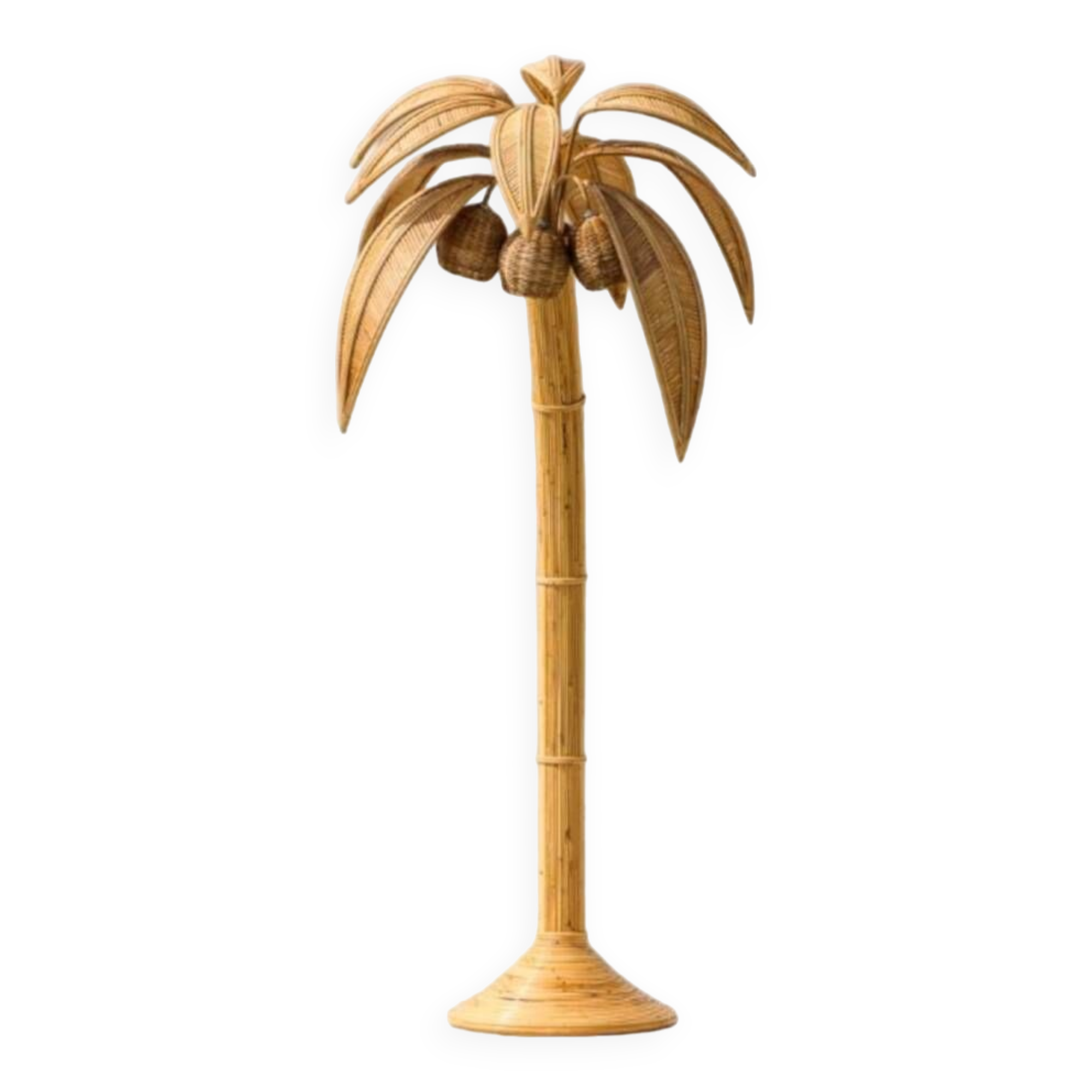 Lampadaire « cocotier/palmier » en rotin