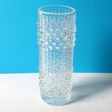 Vintage Clear Pressed Glass Vase: CandleWax Design, Czech Republic, 1972