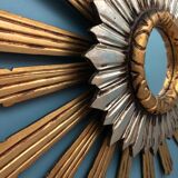 Mirror former Sun in gold and silver wood 65 x 65cm