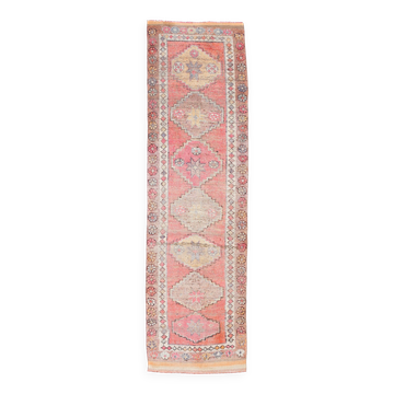 Tapis de couloir oriental vintage rose