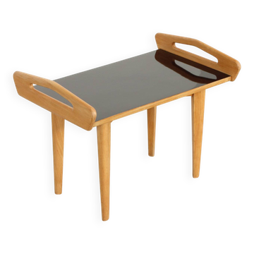 Table d'appoint française en chêne avec grandes poignées, 1950's