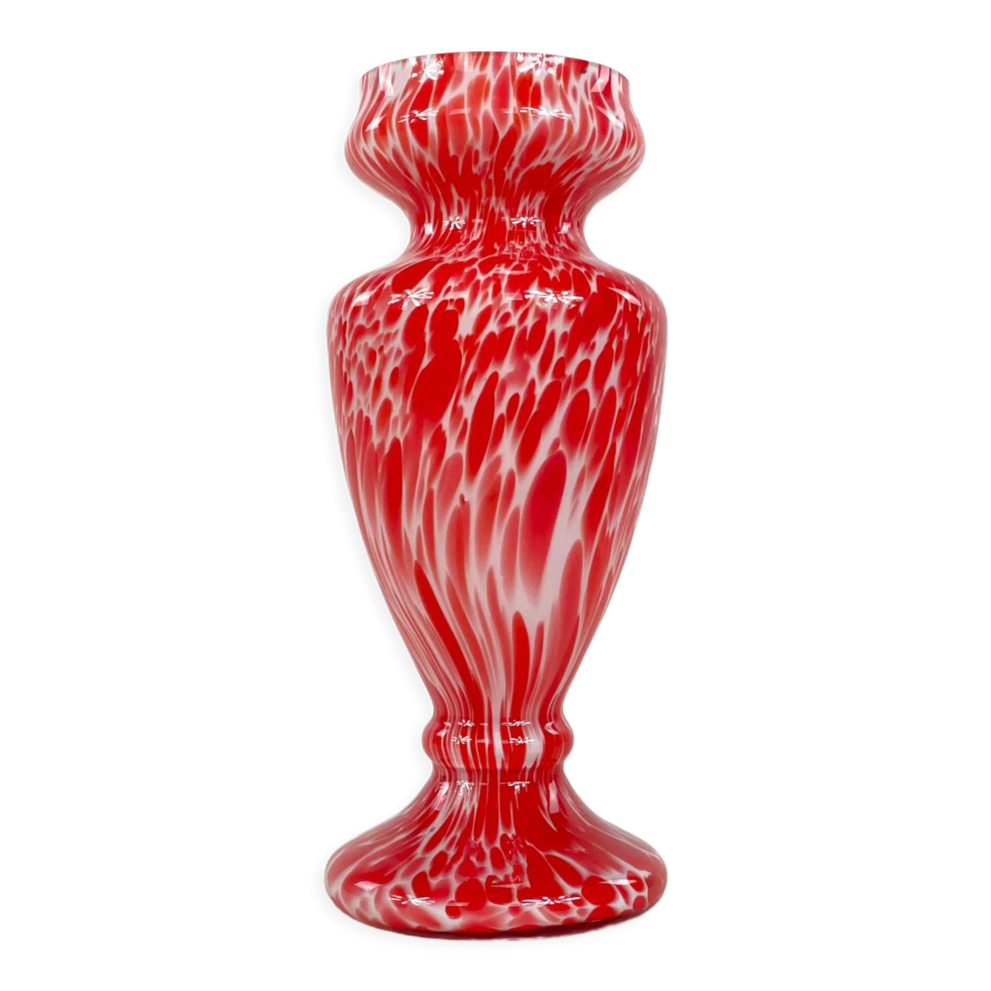 Murano vase with red and white marble decoration, Mid-century