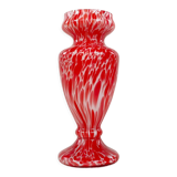 Murano vase with red and white marble decoration, Mid-century