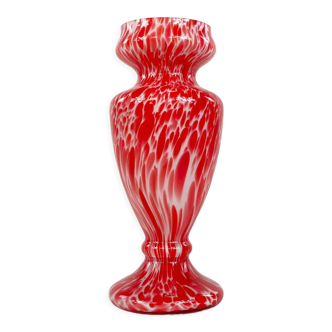 Murano vase with red and white marble decoration, Mid-century