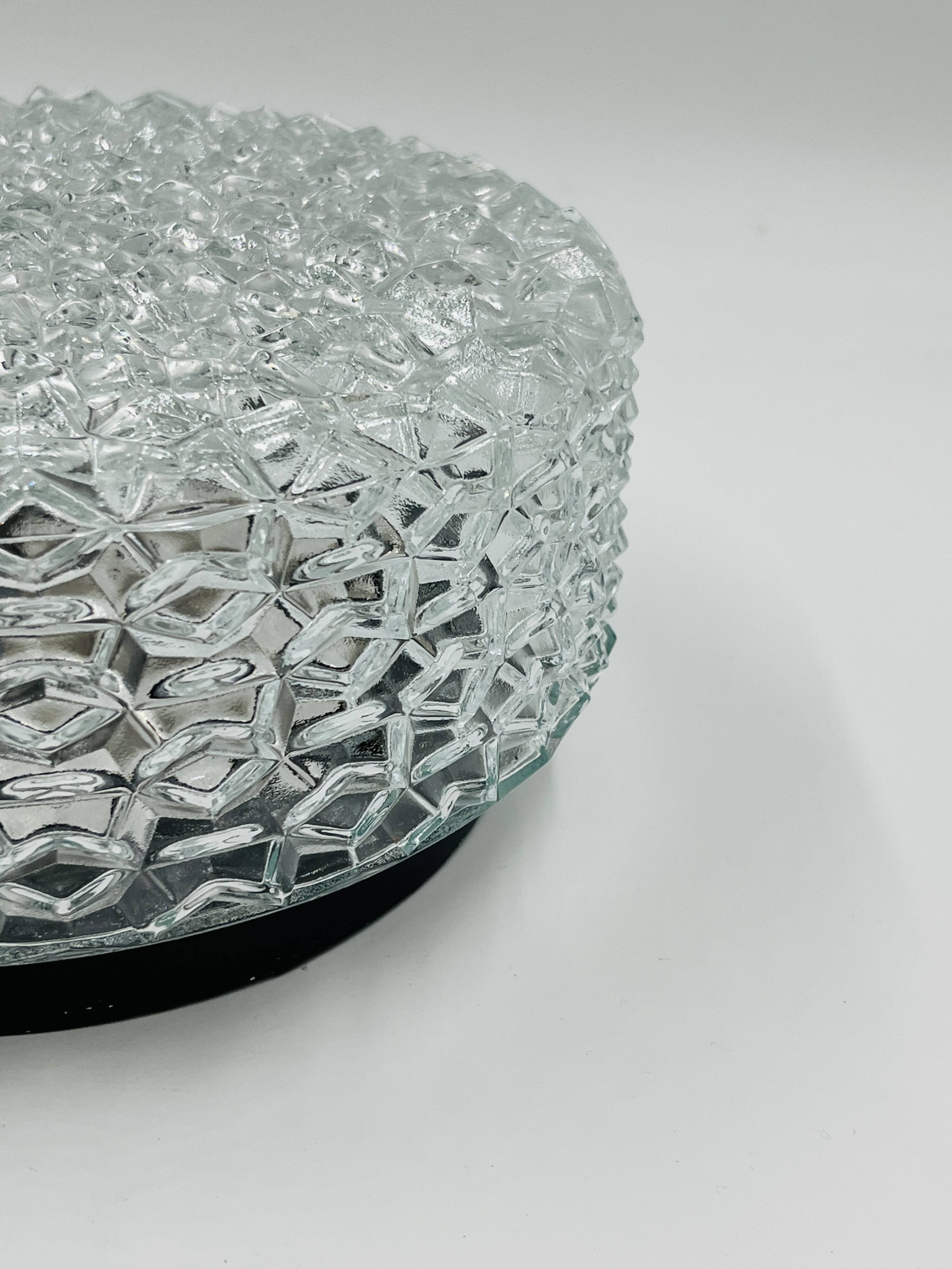 Vintage diamond point glass wall light RZB