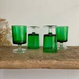 4 small green LUMINARC “Sweden” glasses