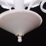 “Umbrella” Charming Murano Vintage White Chandelier in Murano Glass, 1980s
