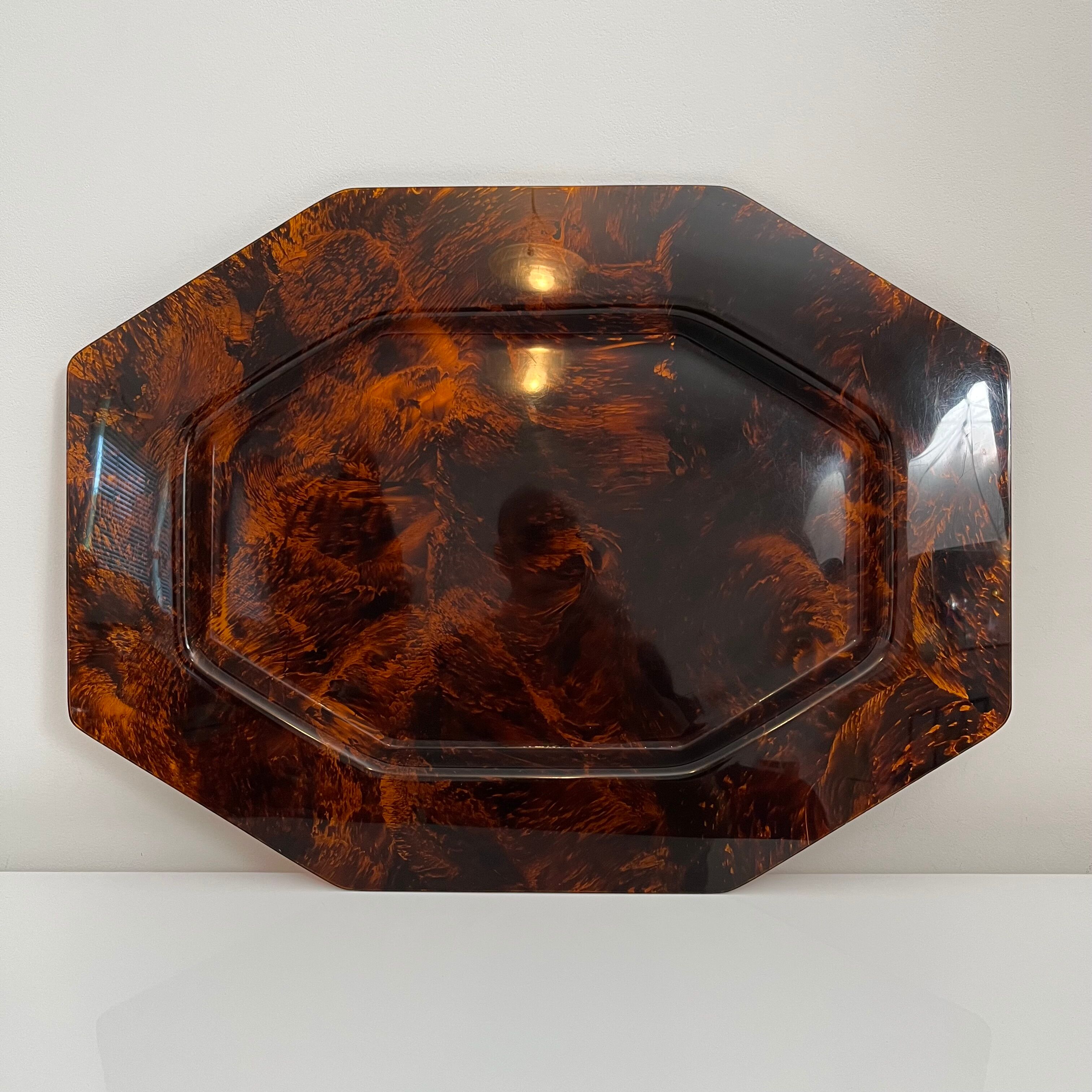 Vintage tortoiseshell hexagonal tortoiseshell serving tray