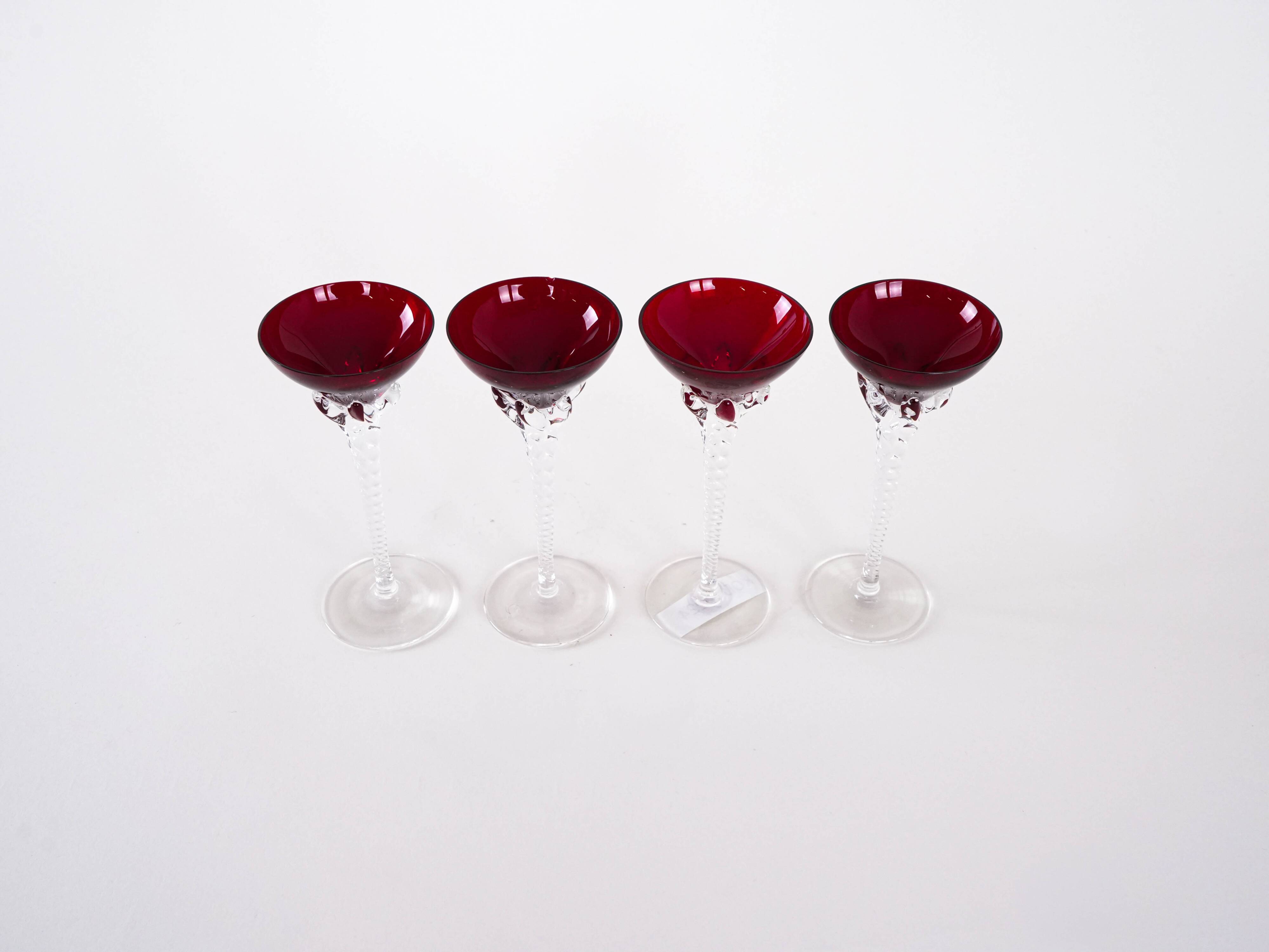 Set of ruby glasses, Danish design, 1970s, manufactured in Denmark