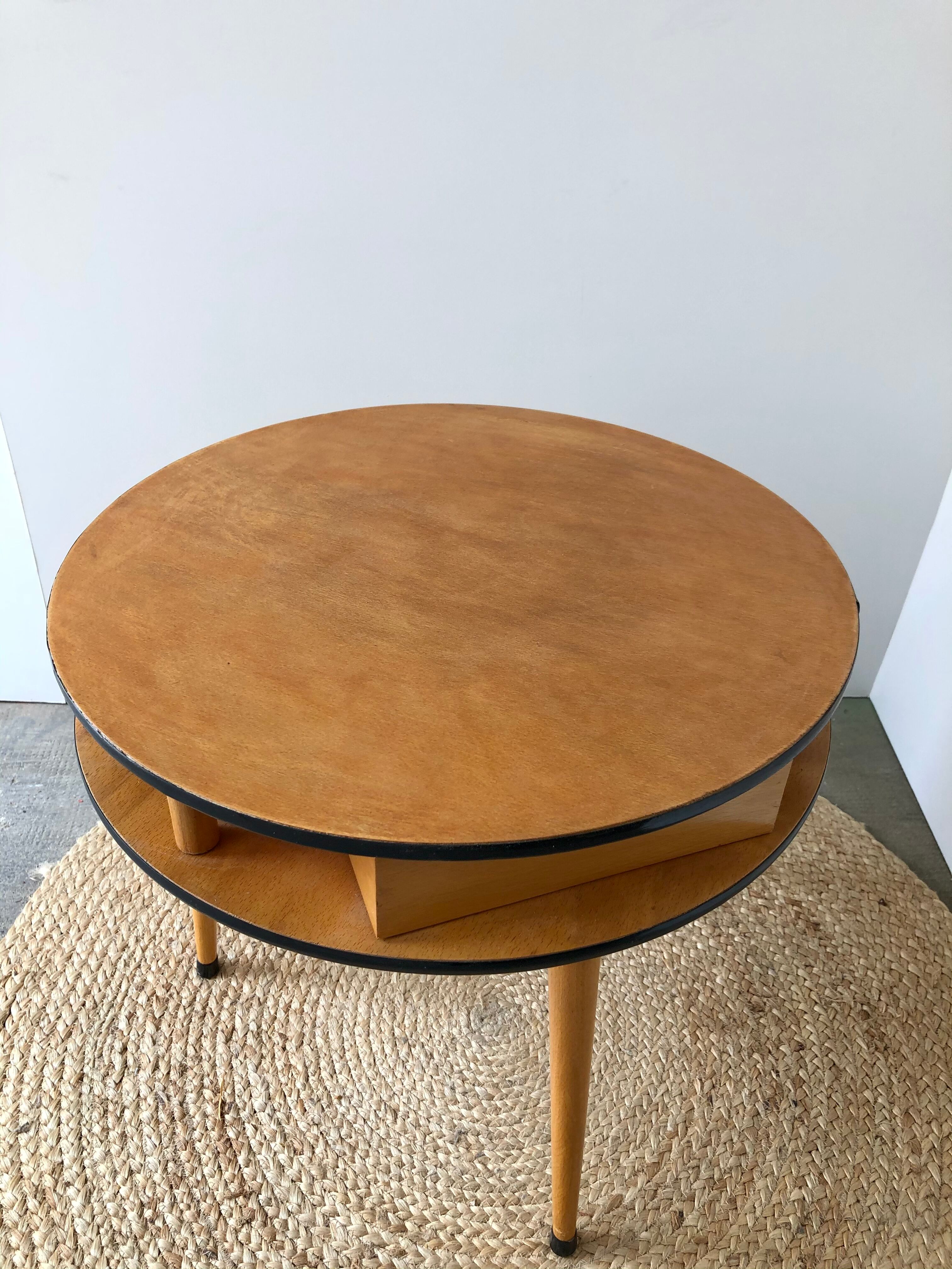 3-drawer tripod round coffee table