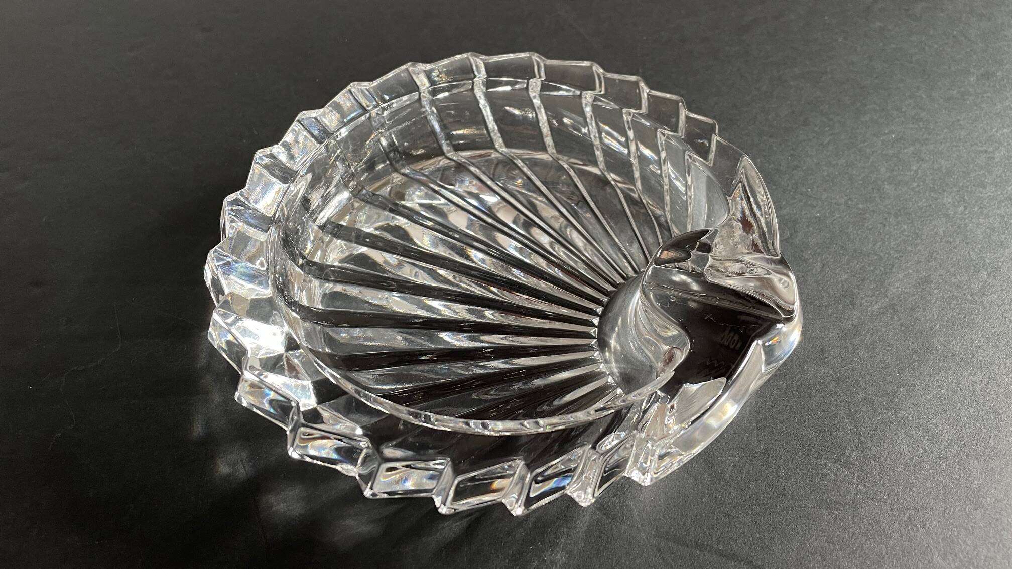Vintage Crystal Ashtray in Seashell Shape