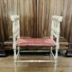 Banquette époque fin XIXe assise en paille colorée structure rechampie