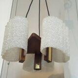 Scandinavian teak and perspex pendant chandelier