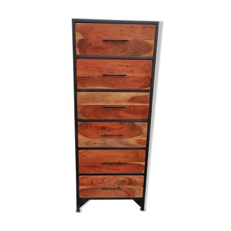 High metal furniture with 6 wooden drawers