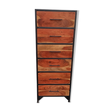 High metal furniture with 6 wooden drawers