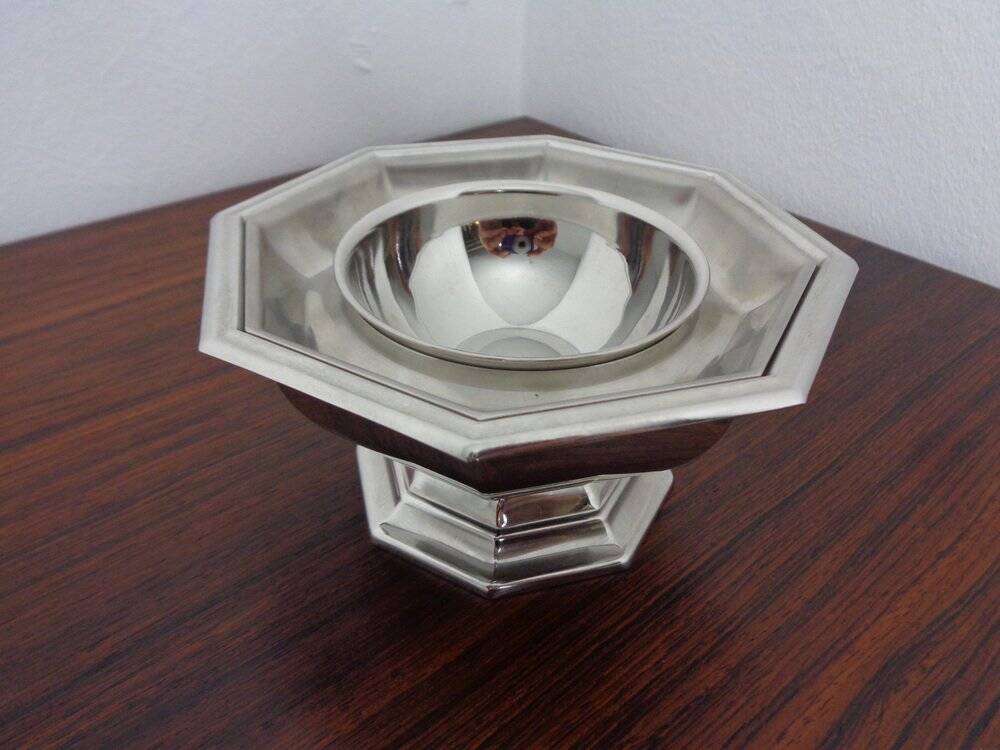 French stainless steel caviar bowl by Jean Couzon, 1970s