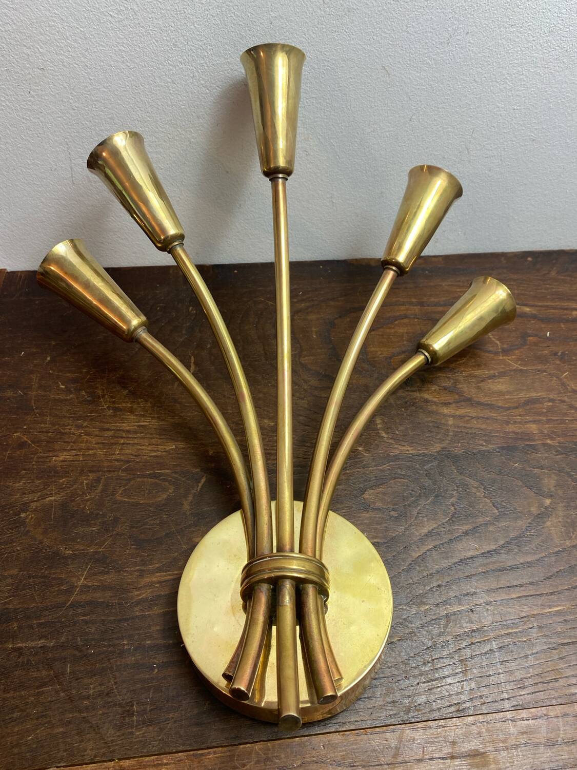 Five-branch wall sconce in brass, 1950s.