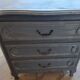 Solid wood chest of drawers painted gray and patinated silver 1940 with 3 drawers