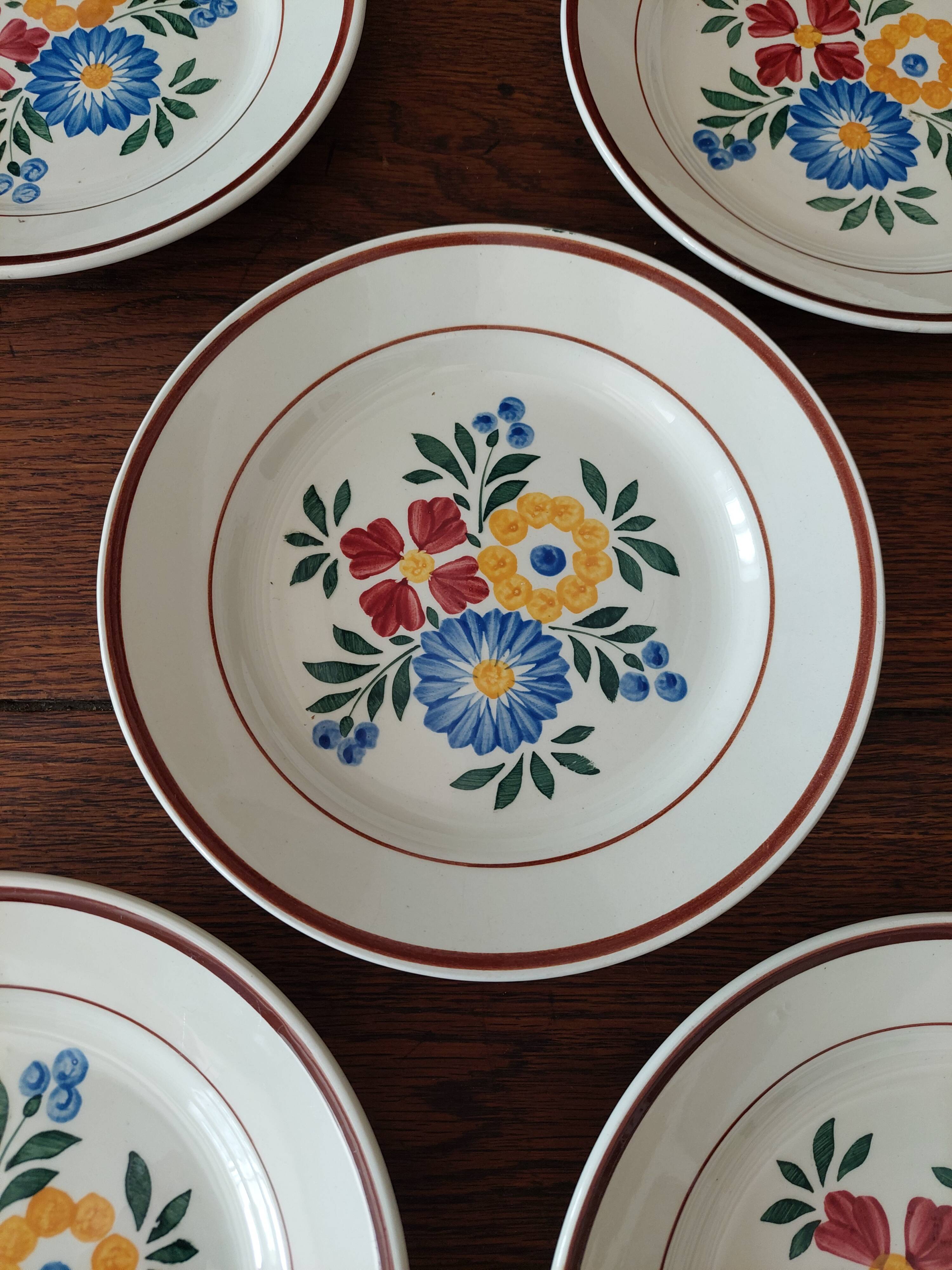 Flat plates set of five hbcm creil montereau decor cote d'argent