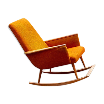 Rocking chair scandinave années 50-60 orange