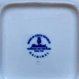Square blue and white Czech porcelain salad bowl