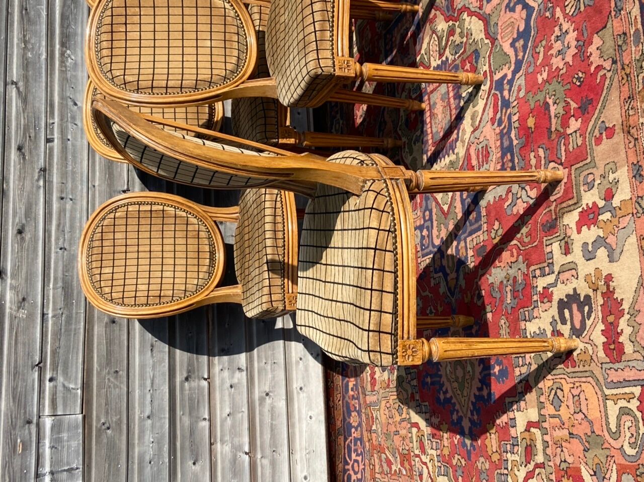 Suite of six Louis XVI-style medallion chairs